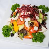 Greek Salad · Bouquet from fresh vegetables with Greek cheese.
