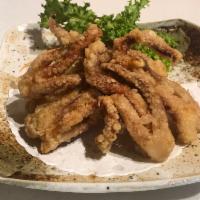 Ikageso Karaage                                                              · Deep fried squid legs with spicy mayo sauce.