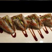 Paradise Roll (Spicy Tuna Sandwich) · Spicy crunchy tuna, eel, avocado and tobiko with sweet sauce.