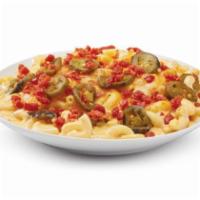 Jalapeno Popper Mac Mac N Cheese · Noodles smothered in 3 unique cheeses, topped with sliced fire roasted jalapenos, diced pepp...