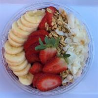 Organic Acai Bowl ·  It is a dish made with the frozen and mashed fruit of the açaí palm. It is served as a smoo...
