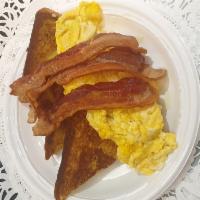 13B-French Toast with Scrambled Eggs & Bacon · 