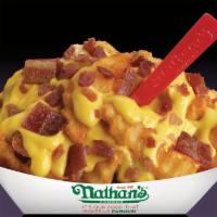 Bacon Cheese Fries · Nathan's famous crinkle cut fries topped with melted cheddar cheese and bacon