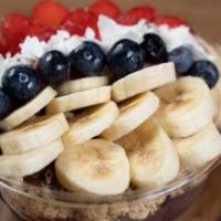 Classic Nutella Bowl · Acai blend with banana topped with Nutella drizzle, granola, banana, strawberries, blueberri...