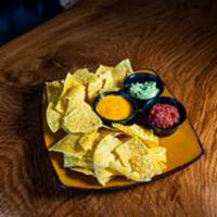 Southwestern Trio Dip · Homemade salsa, guacamole and house-made 2 Silos beer cheese. Served with tortilla chips