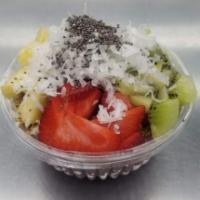 Coconut Acai Bowl · Organic Acai blended with:
    Coconut, Pinapple, Kiwi, & Almond Milk
    Topped with: Grano...