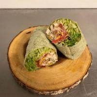 Chipotle Wrap · Breaded chicken breast, cheddar cheese, lettuce, tomato, chipotle mayonnaise on spinach wrap. 