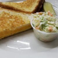 Grilled American Cheese Sandwich · Served with cole slaw and pickle.