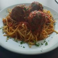 Spaghetti with Meatballs · Served with soup or salad and garlic bread.