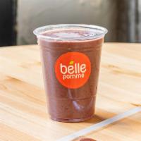 Choco Berry Smoothie · Blackberry, banana, cacao powder, cacao nibs, date, and oat milk.  16 oz.
