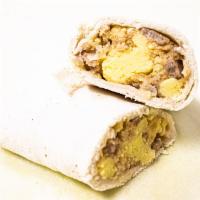 Burrito  · Contains egg, potato & cheese. Actual order does not come sliced but wrapped as a whole piece.