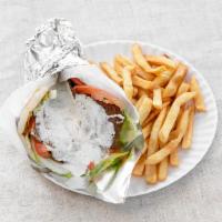 Lamb Gyro with fries · 