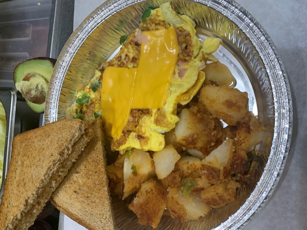 Western Omelet  with cheese Platter · Served with home fries, choice of toast.