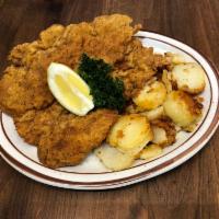 Wienerschnitzel · Nature veal cutlet, lightly breaded, and served with homefries.