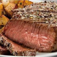 Sirloin Steak · a 20 oz. Hand cut, seasoned and aged sirloin steak