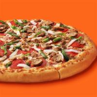 Ultimate Supreme Pizza · Large round pizza with pepperoni, Italian sausage, mushrooms, onions and green peppers.