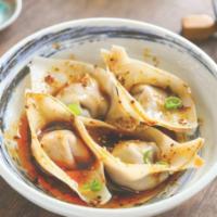 107. Wonton in Hot Oil Sauce · 10 pieces with homemade hot oil sesame-peanut sauce, scallion, spicy.