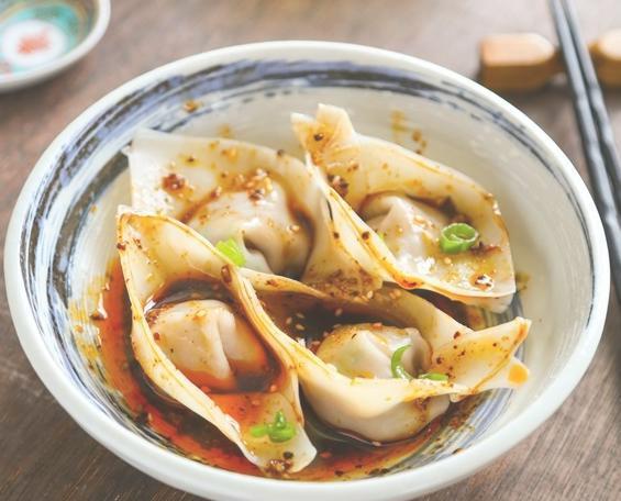 107. Wonton in Hot Oil Sauce · 10 pieces with homemade hot oil sesame-peanut sauce, scallion, spicy.