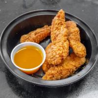 5 Pieces Chicken Tender Combo · Choice of Dipping Sauces - Hot Honey Mustard, Sweet Baby Rays BBQ. Comes with Fries and a Dr...