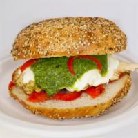 Tribeca Sandwich  · Grilled chicken, pesto, mozzarella and roasted red peppers 