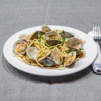 Spicy Linguini and Clams · Spicy Little Neck Clams over Linguini