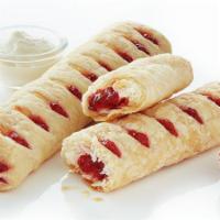 Strawberry Cream Pastry Sticks · Buttery puff pastry filled with strawberries and cream cheese.