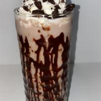 Cookies & Cream · A chocolate cream based drink blended with ice and crushed oreos and topped with whipped cre...