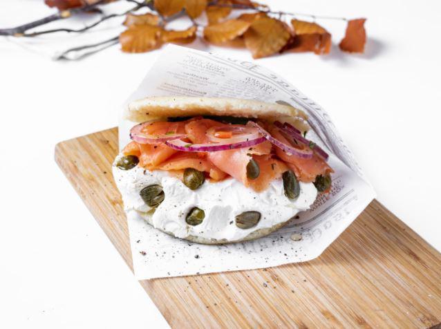 The New Yorker Arepa · Smoked salmon, cream cheese, avocado, red onion and capers.