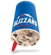 Cookie Jar Blizzard Treat · Signature DQ soft serve blended with oreos, chocolate chip cookie dough, and hot fudge