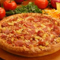 Hawaiian Pizza · Bacon, Canadian bacon and cheese topped with pineapple.