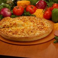 Triple Cheese Pizza · Mozzarella, cheddar and Parmesan cheese.