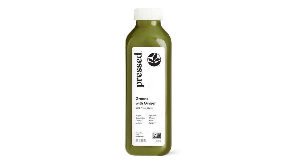 Greens with Ginger · Need a green juice with a little zing? A touch of ginger adds the perfect amount of pizazz to this balanced green juice made with all the goodness of leafy greens plus apple & lemon.