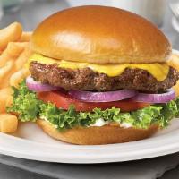 Classic Ed’s Burger · 8 oz. Organic angus beef blend served with lettuce, tomato, onions, cheddar cheese and homem...