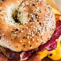 Bacon, Eggs, and Cheese · The breakfast sandwich that defines the New York area. The delicious and gooey B.E.C on a fr...