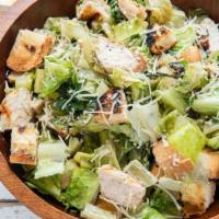 Chicken Caesar Salad · Romaine with grilled chicken breast and homemade Caesar dressing.