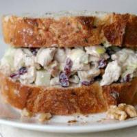 Cranapple Chicken Sandwich · Marinated roasted chicken, dry cranberries, red apples, diced celery, Hellmann’s mayonnaise,...