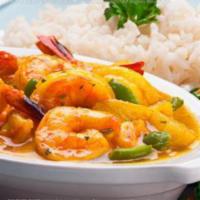 3. Shrimp Curry · Cooked with curry sauce. Served with basmati rice.