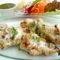 2. Chicken Malai Kabab · Boneless chicken marinated in special cream sauce and roasted in clay oven. Served with basm...