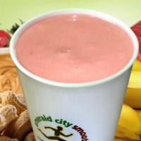 Peanut Passion Smoothie · Strawberry, Peanut Butter, Banana, Protein