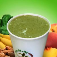 Peaches and Greens Smoothie · Peaches and Greens is high in vitamin c, potassium, calcium and fiber-rich chia seeds. Core ...