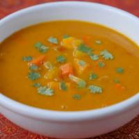 Mulligatawny Soup · Curry flavored lentil pureed with diced tomatoes 