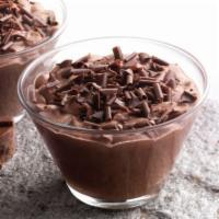 CHOCOLATE MOUSSE GLASS · Rich chocolate mousse and zabaione, topped with chocolate curls