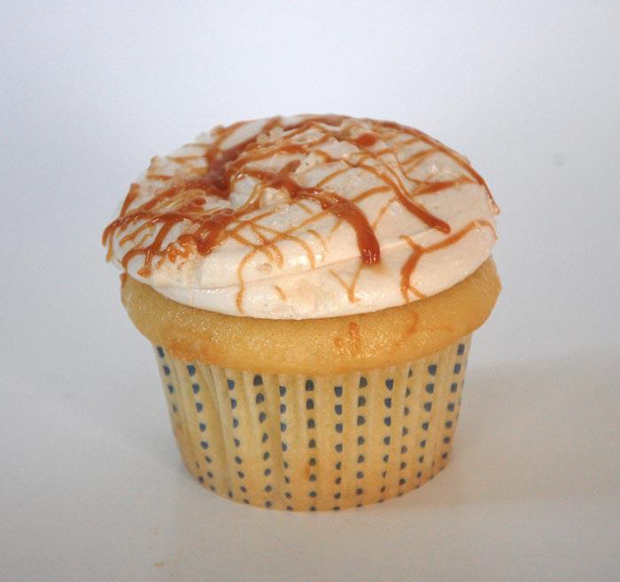 Salted Caramel  Cupcake 2 for $ 7.95 · Vanilla cake, filled & topped with a salted caramel buttercream, a caramel drizzle & a sprinkle of sea salt.