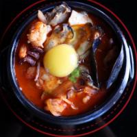 1. Seafood Dubu Soup （海鲜豆腐煲） · Korean Soft Tofu Stew with Oyster, Shrimp, Mussel, Clam, come with Salad, Rice and Egg.
海鲜豆腐...