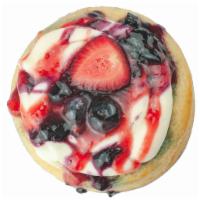 Berry Summer · Filled with a sweet berry blend and topped with strawberry, blue berry and cream cheese flav...