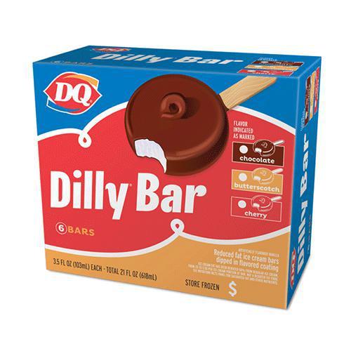 Dilly® Bar 6-Pack  · Our classic DILLY Bar, made with cold, creamy DQ vanilla soft serve dipped in our crunchy cone coating. 
