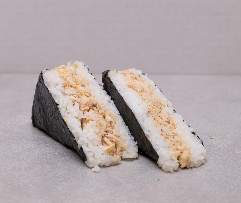 Tuna Onigiri · Cooked. Contains sesame.