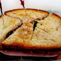 Club Sandwich · Comes with Wheat toasted bread Ham, Turkey, bacon, cheese. Mayonnaise, lettuce , tomato and ...