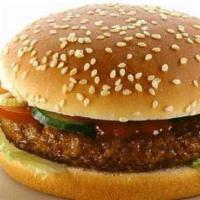 1/2 lb. Burger · Comes with Mayonnaise ,mustard, lettuce, onion, tomato and pickle.