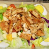 Grilled Chicken Salad · Comes with Grill Chicken, Lettuce, tomato, carrot , red cabbage and cucumber